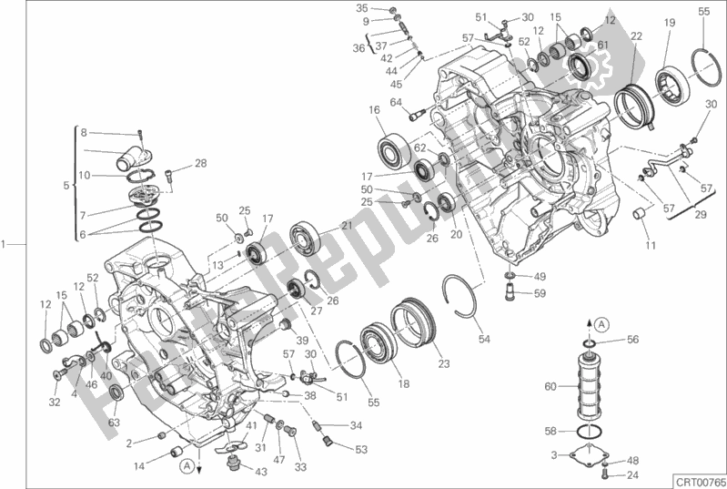 All parts for the 010 - Half-crankcases Pair of the Ducati Diavel Xdiavel USA 1260 2019